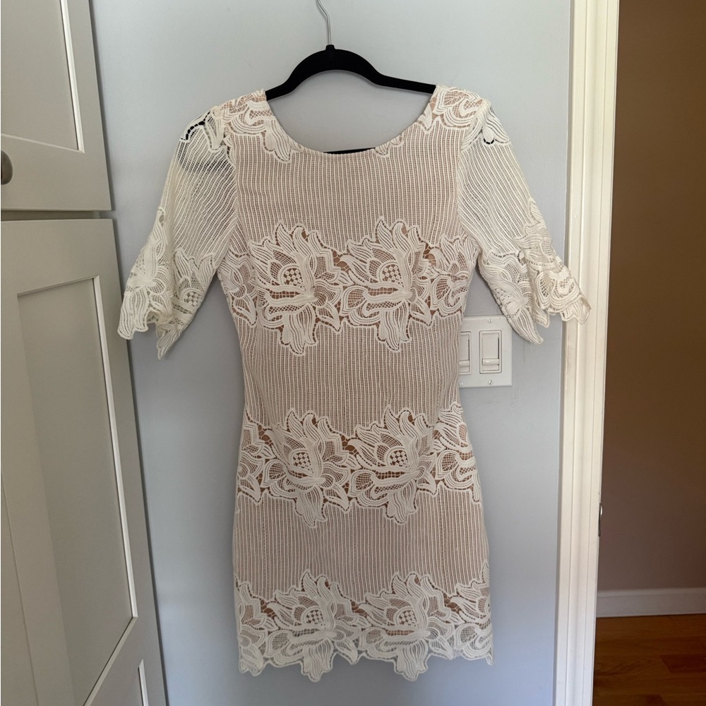 Lulus Sweet Messages White Embroidered Lace Half Sleeve Mini Dress
